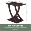 Pemberly Row Criss-Cross Chairside End Table in Espresso Wood Finish
