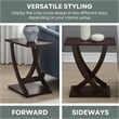 Pemberly Row Criss-Cross Chairside End Table in Espresso Wood Finish