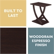 Pemberly Row Criss-Cross Chairside End Table in Espresso Wood Finish