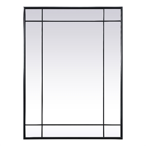 Pemberly Row Modern 30x40&quot Metal & MDF Panel Wall Mirror in Black