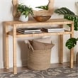 Pemberly Row Light Honey Rattan and Acacia Wood Console Table