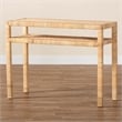 Pemberly Row Light Honey Rattan and Acacia Wood Console Table