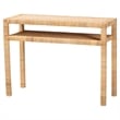 Pemberly Row Light Honey Rattan and Acacia Wood Console Table