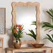 Pemberly Row Bohemian Natural Scallop Rattan Accent Wall Mirror