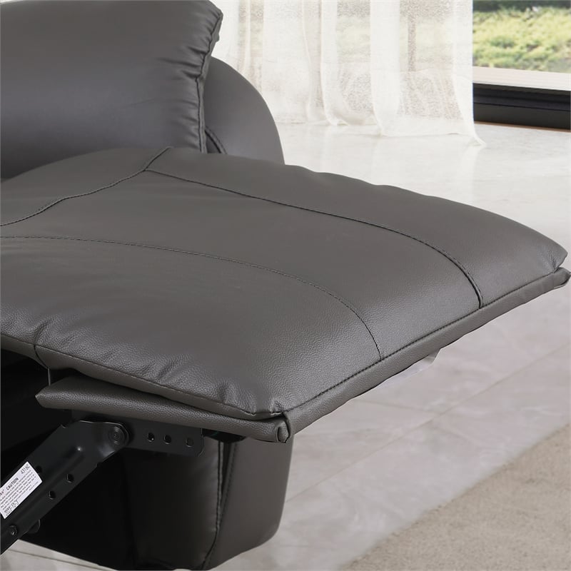 Pemberly Row Leather Loveseat Power Lift Reclining Sofa with Cupholder in Gray