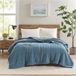 Pemberly Row Contemporary Fabric Full Heated Blanket in Blue
