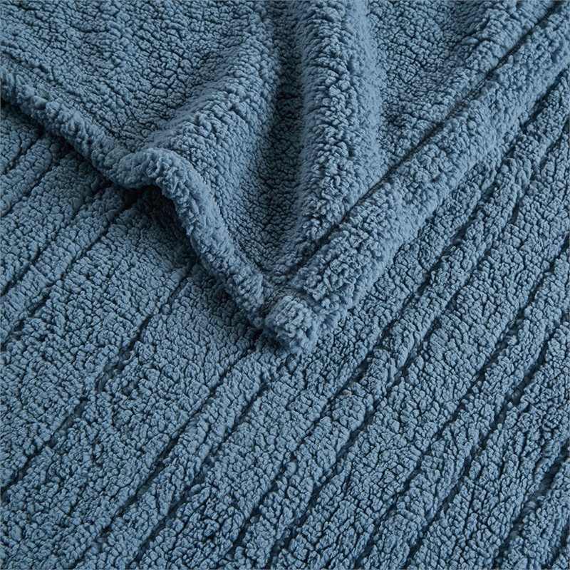 Pemberly Row Contemporary Fabric Full Heated Blanket in Blue