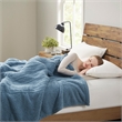 Pemberly Row Contemporary Fabric Full Heated Blanket in Blue