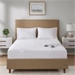 Pemberly Row Contemporary Fabric King Heated Mattress Pad in White