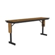 Pemberly Row 18x60 Contemporary Metal/Wood Folding Seminar Table in Medium Oak