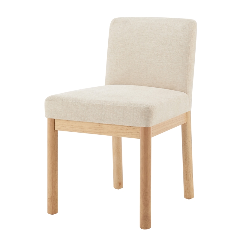 Pemberly Row Fabric Low-Back Dining Chair in Beige (Set of 2)