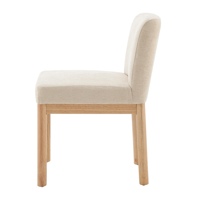 Pemberly Row Fabric Low-Back Dining Chair in Beige (Set of 2)