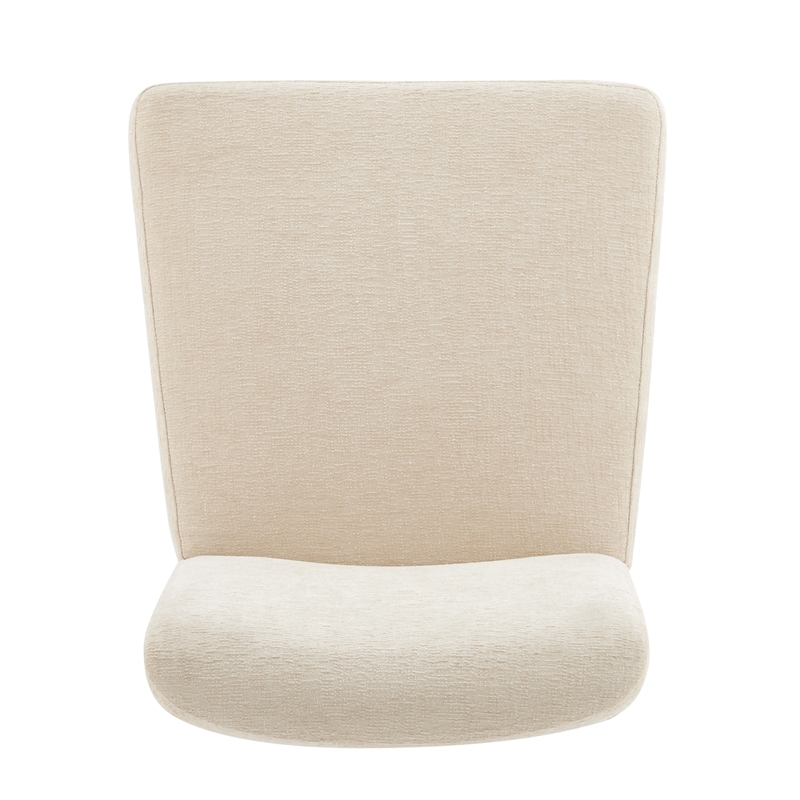 Pemberly Row Fabric Low-Back Dining Chair in Beige (Set of 2)