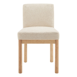 Pemberly Row Fabric Low-Back Dining Chair in Beige (Set of 2)