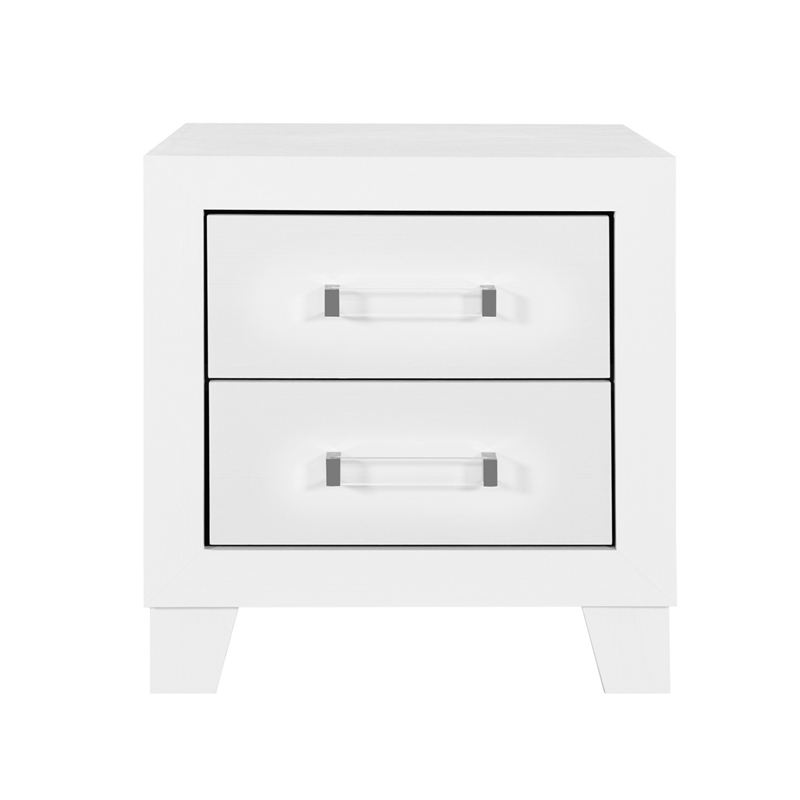Pemberly Row Contemporary White Finish Wood 2-Drawer Nightstand