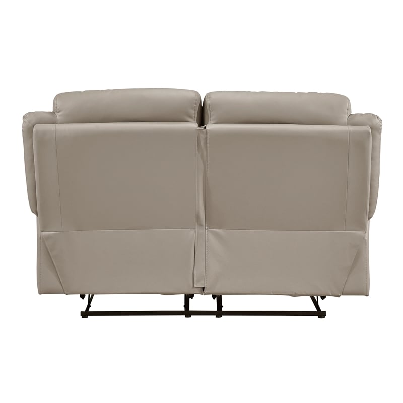 Pemberly Row Modern Leather Double Reclining Love Seat in Latte