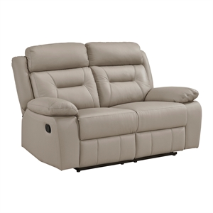 pemberly row modern leather double reclining love seat in latte