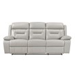 Pemberly Row Contemporary Leather Double Reclining Sofa in Silver