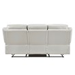Pemberly Row Contemporary Leather Double Reclining Sofa in Silver