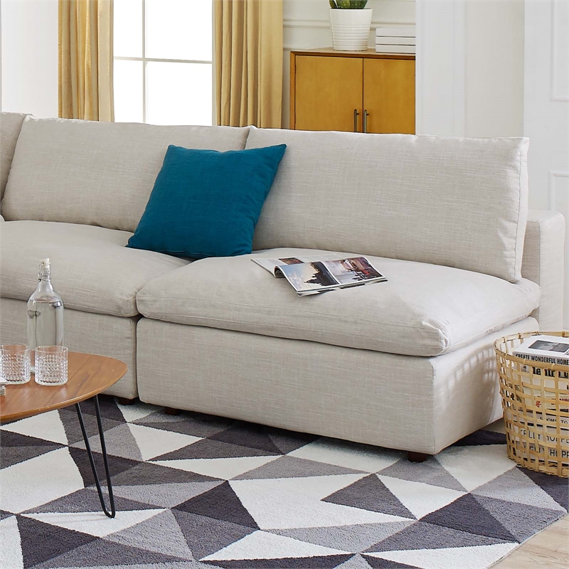 Pemberly Row Down Filled Overstuffed 2-Piece Armless Sectional Loveseat