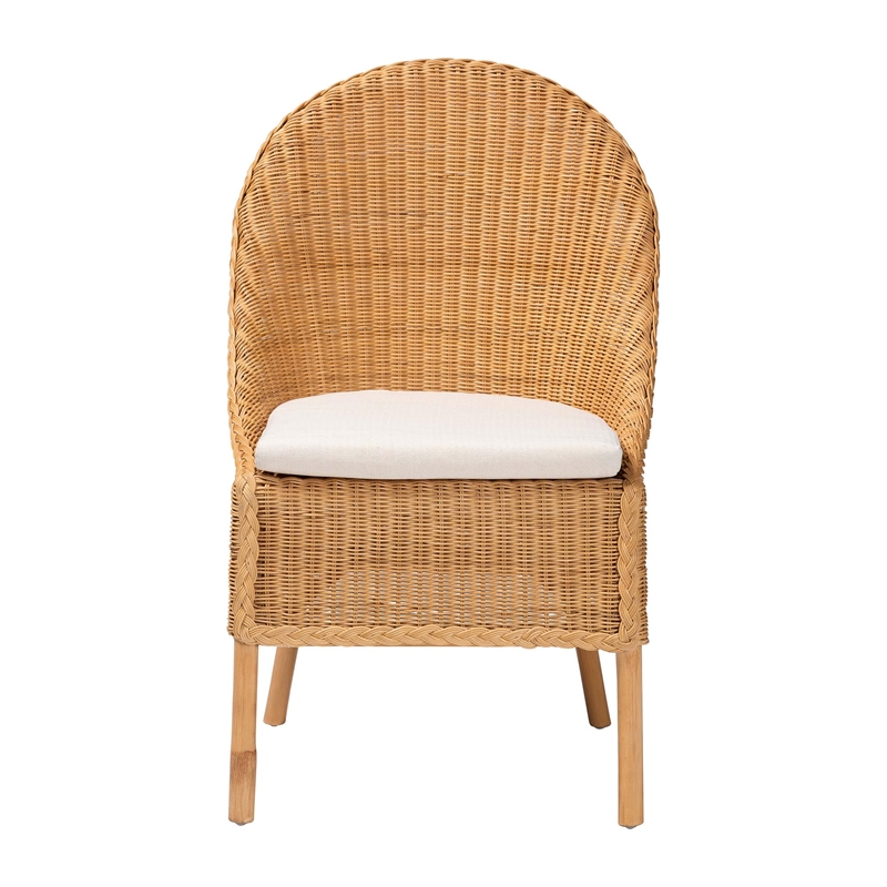 Pemberly Row Modern Bohemian Light Honey Rattan Dining Chair