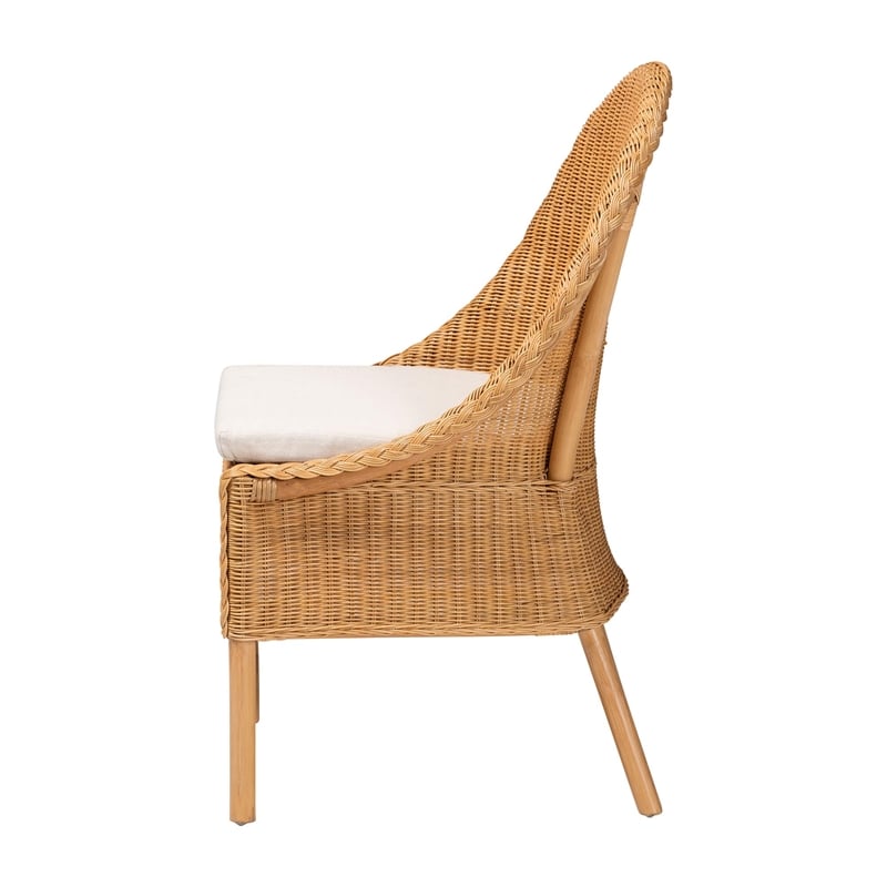 Pemberly Row Modern Bohemian Light Honey Rattan Dining Chair