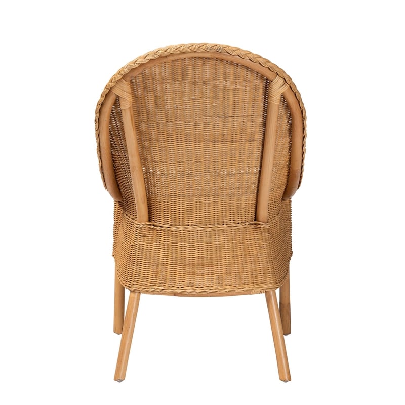 Pemberly Row Modern Bohemian Light Honey Rattan Dining Chair