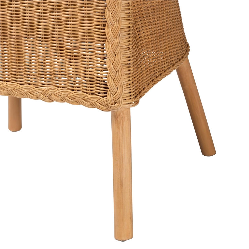 Pemberly Row Modern Bohemian Light Honey Rattan Dining Chair