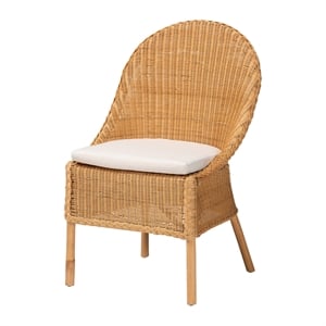 Pemberly Row Modern Bohemian Light Honey Rattan Dining Chair
