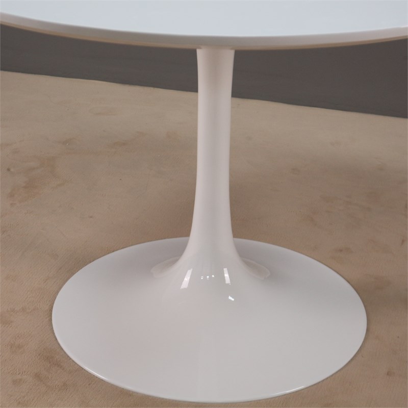 Pemberly Row Modern Round White lacquer Lippa Dining Table 60 inch