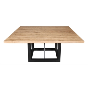 Pemberly Row Square 72&quot Coastal Dining Table In Mango Solid Wood Natural Finish