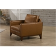 Pemberly Row Leather Upholstered Accent Chair in Caramel Brown