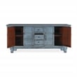 Pemberly Row 4-Door Reclaimed Pine Wood Blue Sideboard Buffet