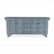 Pemberly Row 4-Door Reclaimed Pine Wood Blue Sideboard Buffet