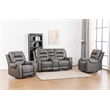 Pemberly Row Two Tone Faux Leather 3-Piece Livingroom Reclining Set In Gray