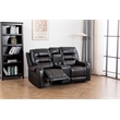 Pemberly Row Two Tone Faux Leather Livingroom Reclining Loveseat In Black