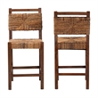 Pemberly Row Natural Seagrass and Mahogany Wood 2-Piece Counter Stool Set