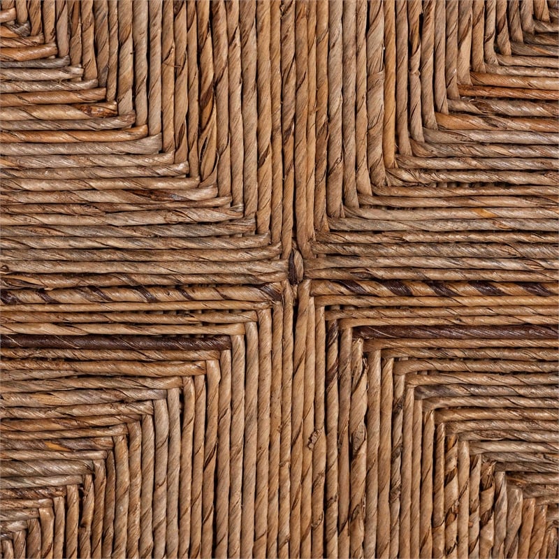 Pemberly Row Natural Seagrass and Mahogany Wood 2-Piece Counter Stool Set