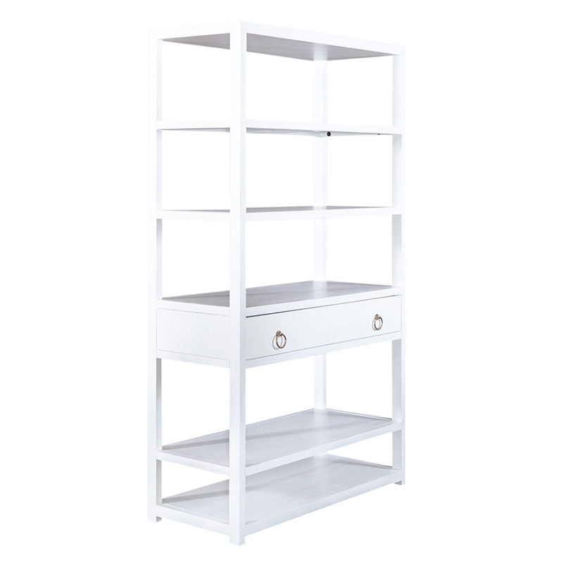 Pemberly Row Contemporary East End Wood Accent Bookcase in White