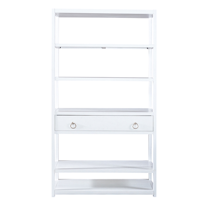 Pemberly Row Contemporary East End Wood Accent Bookcase in White