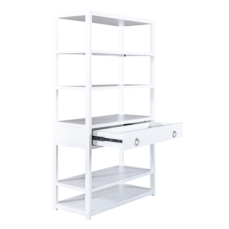 Pemberly Row Contemporary East End Wood Accent Bookcase in White