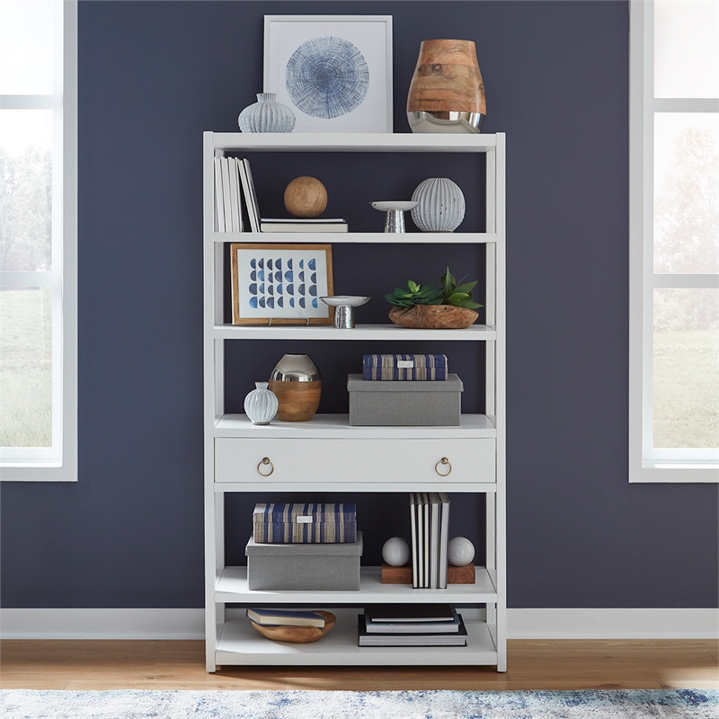Pemberly Row Contemporary East End Wood Accent Bookcase in White
