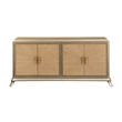 Pemberly Row Wood Console Cabinet in Natural Oak Sunburst and Taupe Champaign