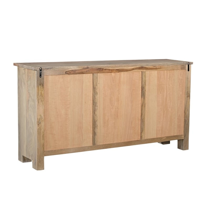 Pemberly Row 3-drawer 3-door Solid Wood Sideboard in Beige/Black