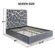 Pemberly Row Queen Velvet Bed with Silver Metal Frame in Gray Color