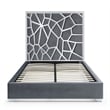 Pemberly Row Queen Velvet Bed with Silver Metal Frame in Gray Color