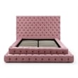 Pemberly Row Queen Size Luxurious Upholstered Velvet Bed in Pink Color