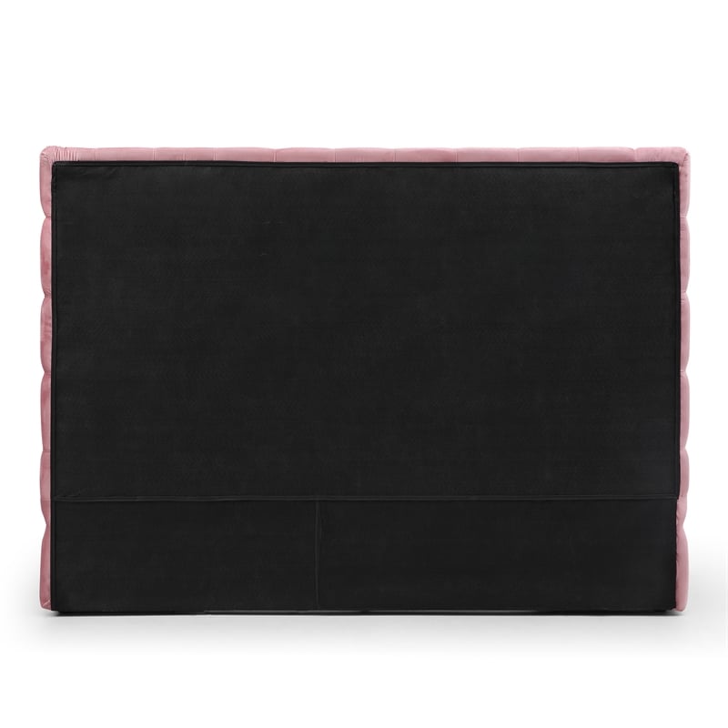 Pemberly Row Queen Size Luxurious Upholstered Velvet Bed in Pink Color
