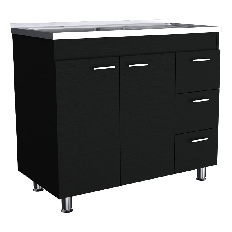 Pemberly Row Contemporary Utility Sink Engineered Wood Black