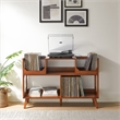 Pemberly Row Contemporary Large Record Storage Console Walnut